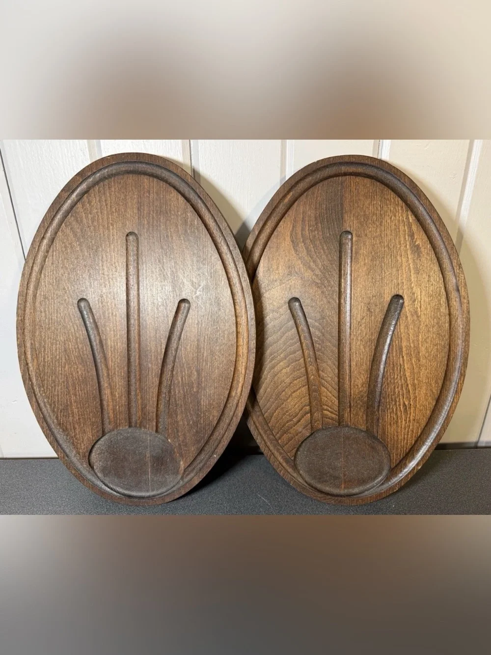 Vintage Romanian Wood Valet Trays Set of 2 Made in Romania MCM Coin Jewelry